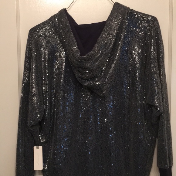 Navy blue sequin hoodie - Picture 5 of 5